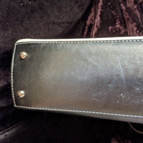 Flora Louis Leather Checkerboard Handbag Purse Excellent Black & White, Timeless - Picture 13 of 16